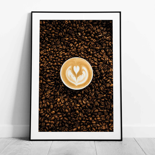 Morning Coffee Bean Latte Brew Kitchen - Rolled Poster Wall Art Print-0