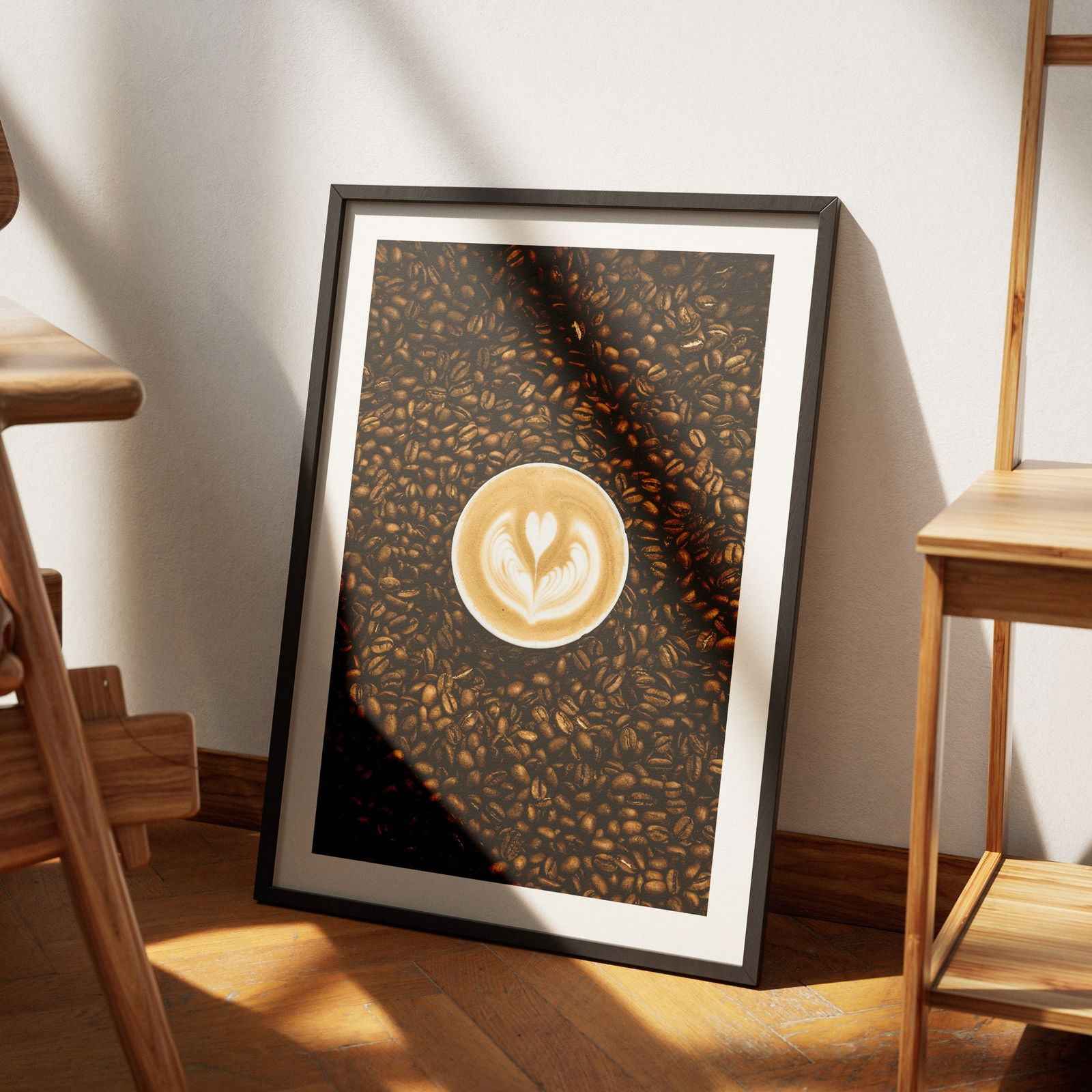 Morning Coffee Bean Latte Brew Kitchen - Rolled Poster Wall Art Print-3