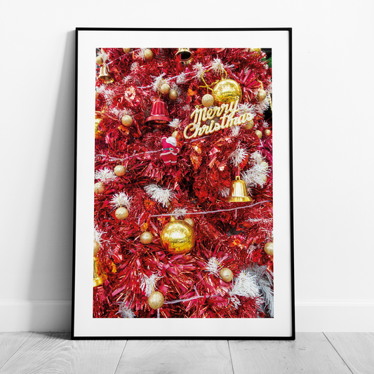 Pink & Gold Christmas Tree Decorations - Rolled Poster Wall Art Print-0