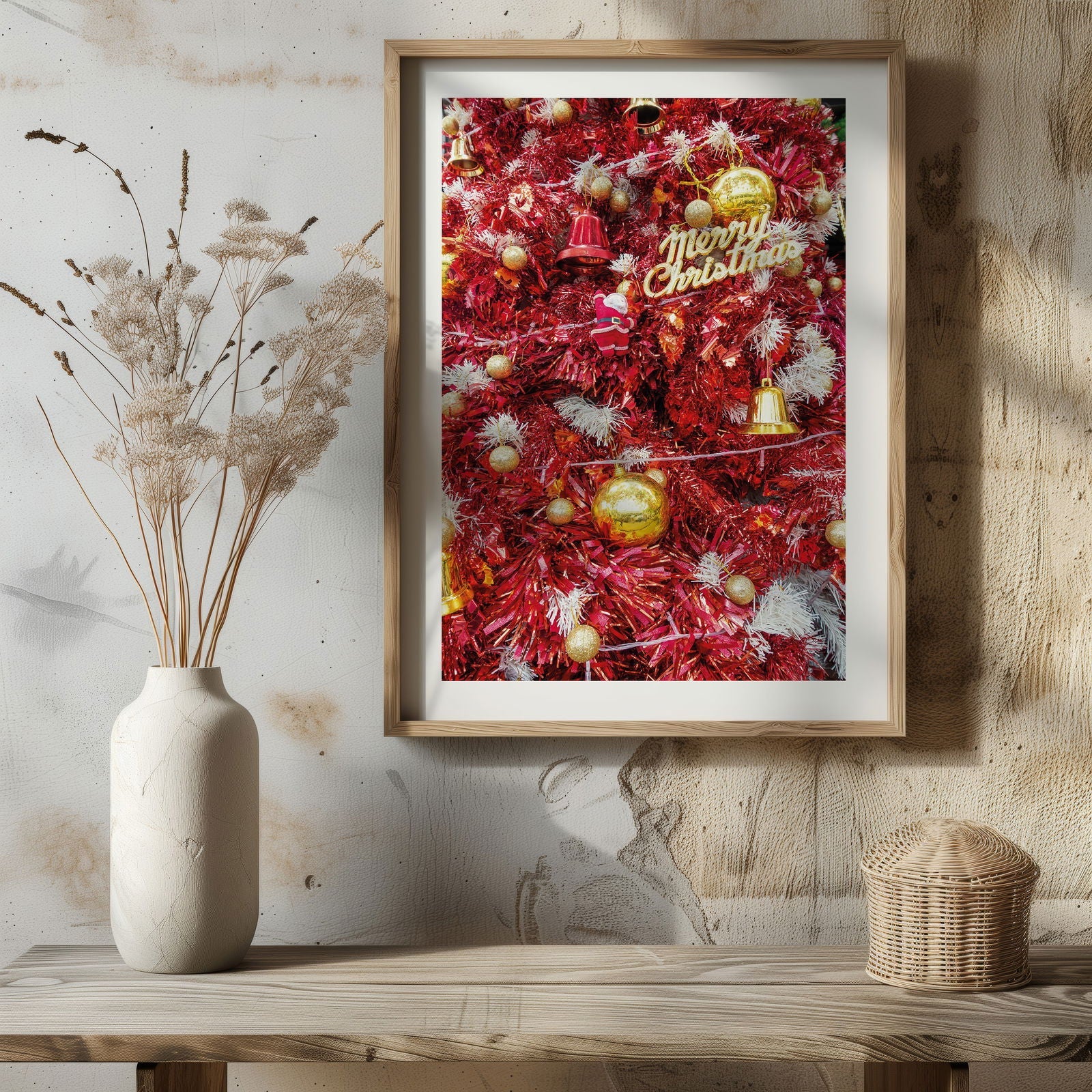 Pink & Gold Christmas Tree Decorations - Rolled Poster Wall Art Print-1